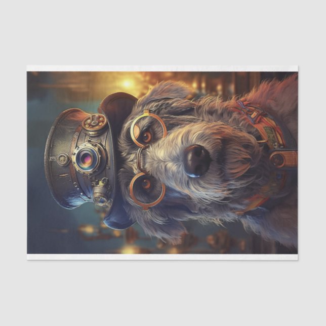 Papel De Seda Decoupage Irish Wolfhound Steampunk (Frente )