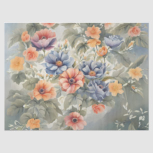 Papel De Seda Decoupage Jardim de Flores Pastel