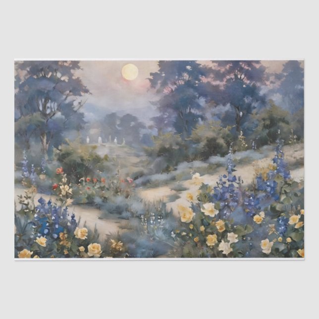 Papel De Seda Decoupage Jardim Encantado ao Luar (Frente )