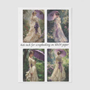 Papel De Seda Decoupage Jardim Vintage Senhora 4x6" Molduras