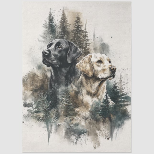 Papel De Seda Decoupage Labrador Retrievers Black Gold  (Frente )