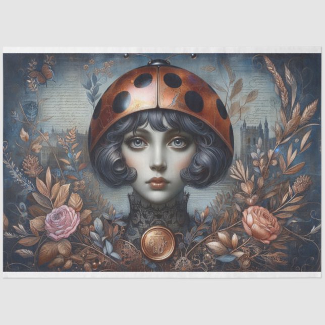 Papel De Seda Decoupage LadyBug Gothic Steampunk (Frente )