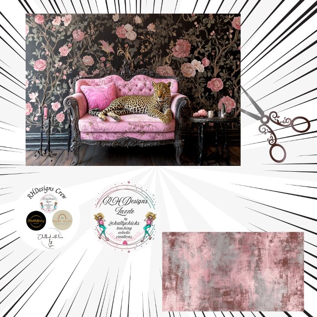 Papel De Seda Decoupage Landscape Leopard Pink Sofa Floral (Criador carregado)