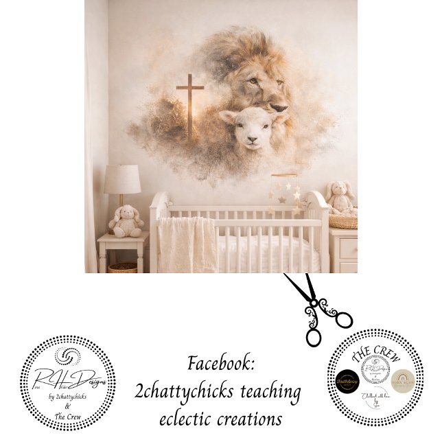 Papel De Seda Decoupage Lion Cross Lamb Double Exposure Art  (Criador carregado)