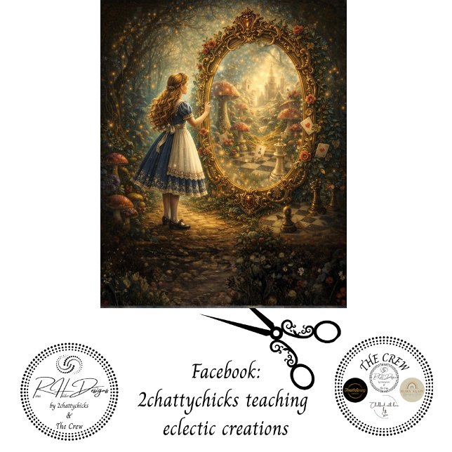 Papel De Seda Decoupage Looking Glass Wonderland Storybook  (Criador carregado)