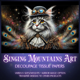 Papel De Seda Decoupage Magical Steampunk de Maine Coone Victori