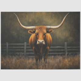 Papel De Seda Decoupage Majexpressa Brown Longhorn Steer no Camp