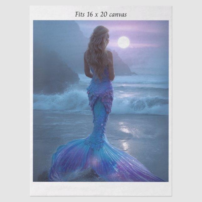 Papel De Seda Decoupage Mermaid Purple Iridescent Tail 16x20  (Frente )