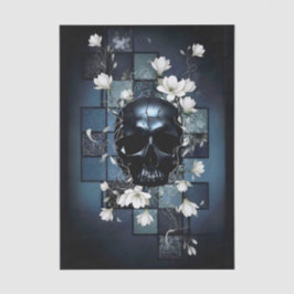 Papel De Seda Decoupage Midnight Skull with Magnolia
