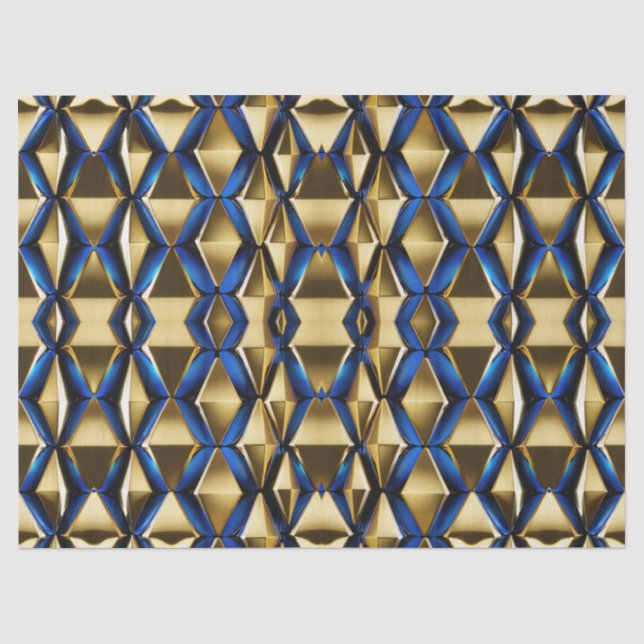 Papel De Seda Decoupage Moderno de Ouro e Safira (Frente )