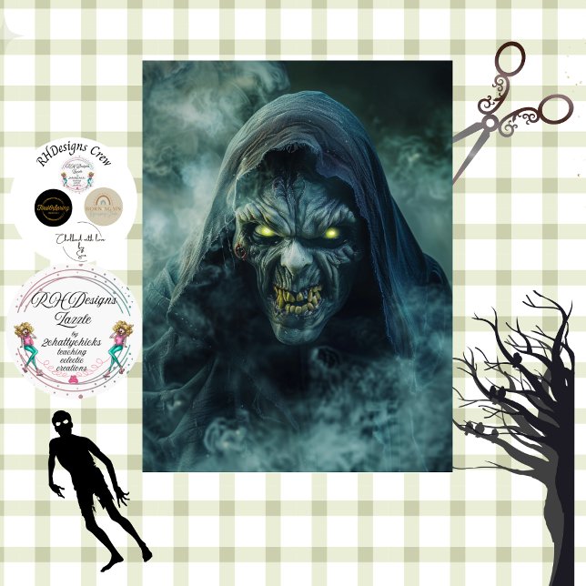 Papel De Seda Decoupage Monstro de Halloween Olhos Brilhantes (Criador carregado)