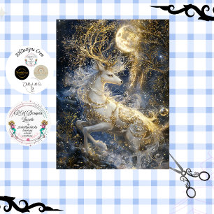 Papel De Seda Decoupage Moonborne Majestoso Veado Branco Cavalo