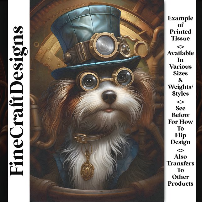 Papel De Seda Decoupage Mousseline Estilo Steampunk Cachorro Tin (Criador carregado)