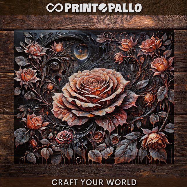 Papel De Seda Decoupage - Muitas rosas em preto -  (Criador carregado)