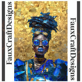 Papel De Seda Decoupage Mulher de Pele Escura Lábios Azuis Mosai