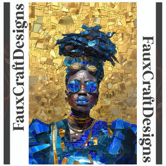 Papel De Seda Decoupage Mulher de Pele Escura Lábios Azuis Mosai