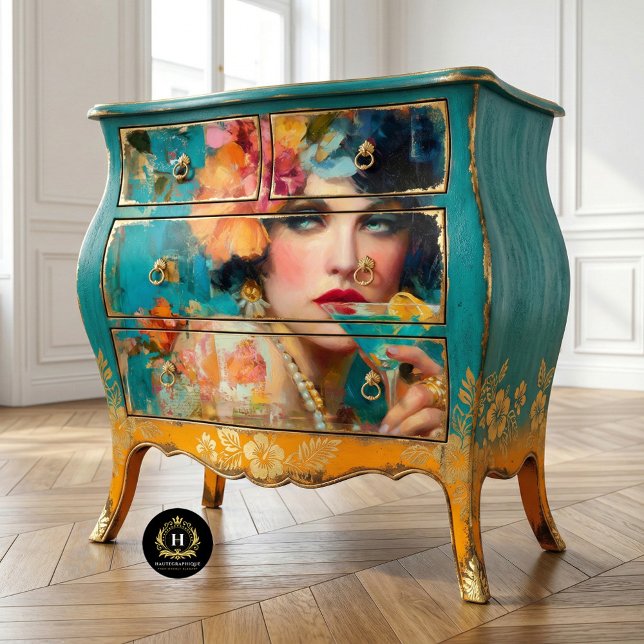 Papel De Seda Decoupage Mulher Glam Blue Martini (Criador carregado)