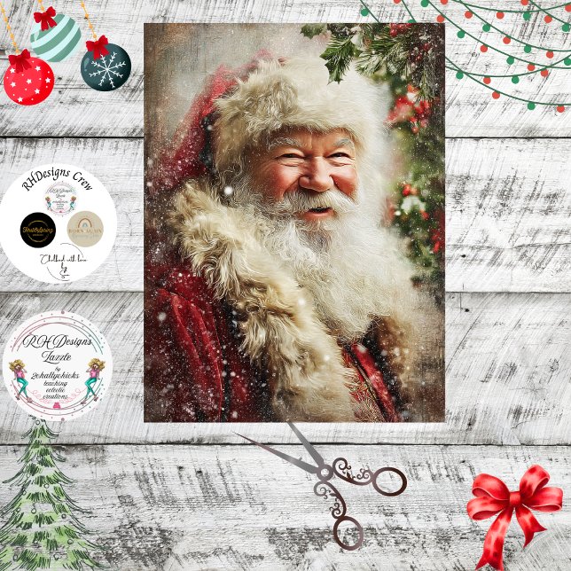 Papel De Seda Decoupage Natal Brilhante Papai Noel  (Criador carregado)
