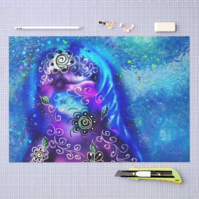 Papel De Seda Decoupage Náutica do Teal Azul-Golfinho Whimsso (Arte )