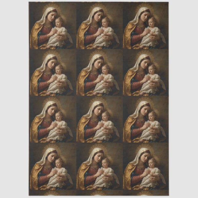 Papel de seda decoupage Nossa Senhora e Jesus (Frente )