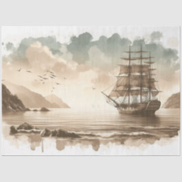 Papel De Seda Decoupage Oceano Navegação