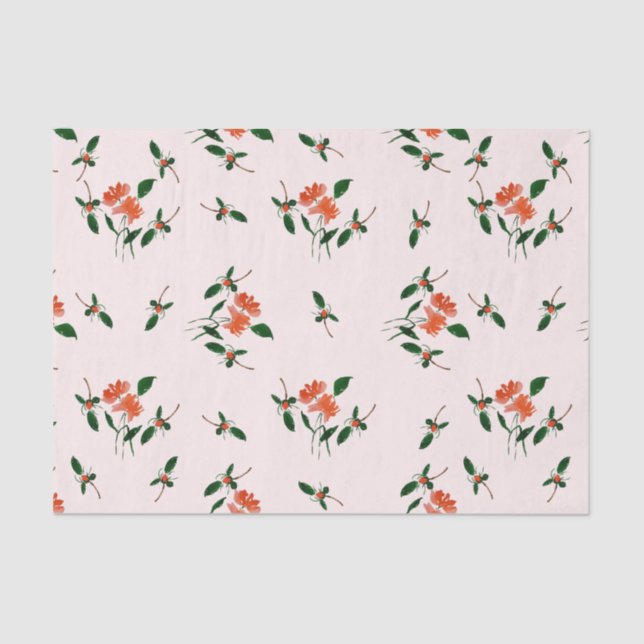 Papel De Seda Decoupage Or Gifting Hand-Painted Florals Blush  (Frente )