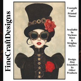 Papel De Seda Decoupage P2 de Alta Superfície da Mulher Steampun