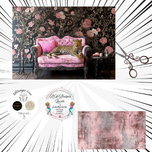 Papel De Seda Decoupage Paisagem Sofá Rosa Leopardo Floral