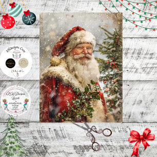 Papel De Seda Decoupage Papai Noel Arte de Casaco Vermelho Festi