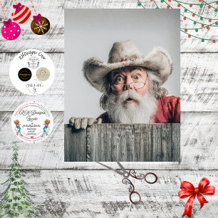 Papel De Seda Decoupage Papai Noel Cowboy Espiando Sobre a Cerca
