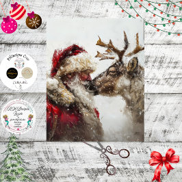 Papel De Seda Decoupage Papai Noel & Renas Cerimônia de Natal