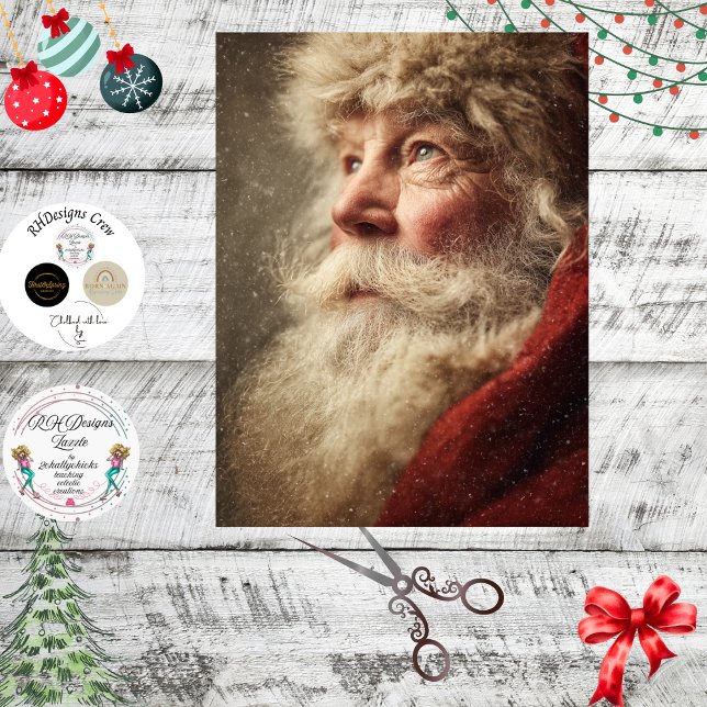 Papel De Seda Decoupage Papai Noel Retrato de Natal  (Criador carregado)