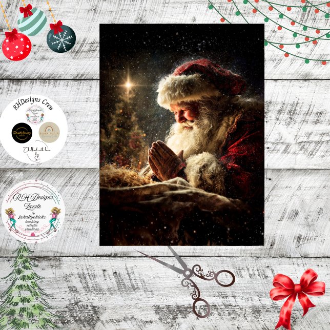 Papel De Seda Decoupage Papai Noel Rezando Verdadeiro Significad (Criador carregado)