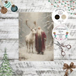 Papel De Seda Decoupage Papais noeis Vintage Rudolph Winter Scen