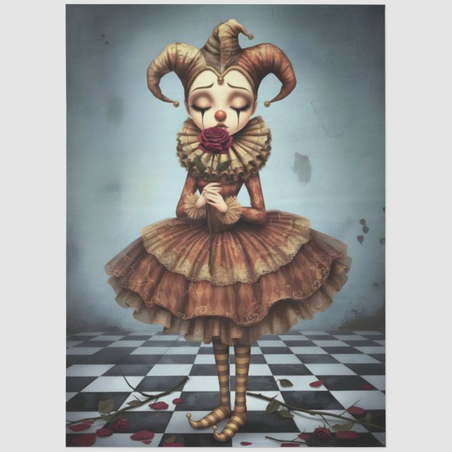 Papel De Seda Decoupage Paper Melancholic Clown  (Frente )