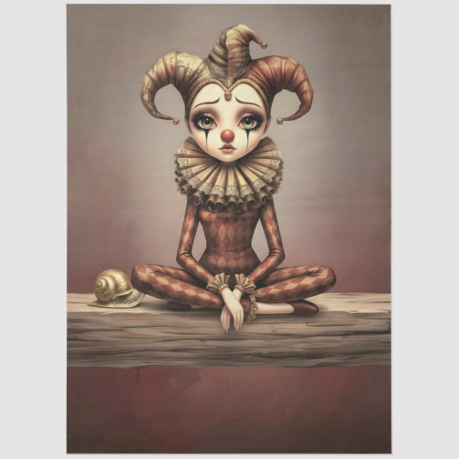 Papel De Seda Decoupage Paper Melancholic Clown  (Frente )