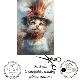 Papel De Seda Decoupage Patas Patrióticas Caprichosas do Gato