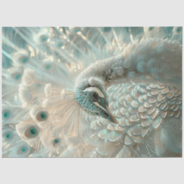 Papel De Seda Decoupage Pavão Branco Elegância Geada 