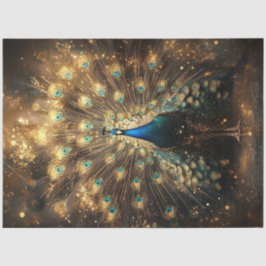 Papel De Seda Decoupage Pavão Celestial Elegância Real