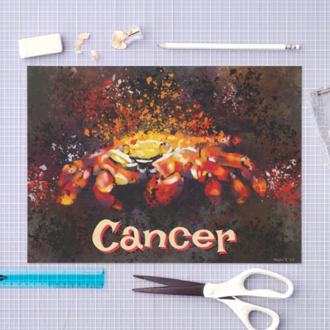 Papel De Seda Decoupage Personalizada do Cancer Costeiro do Cara (Arte )
