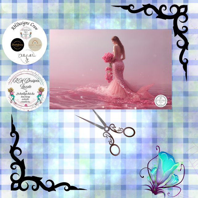 Papel De Seda Decoupage Pink Fantasy Mermaid Ocean Themed (Criador carregado)