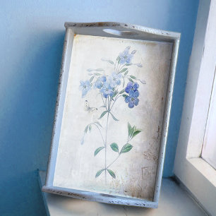 Papel De Seda Decoupage Pintada da Borboleta da Flor Azul