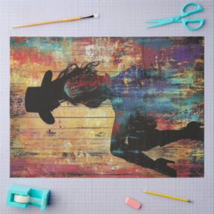 Papel De Seda Decoupage POP ART Vaqueira Silhueta Vermelho Preto