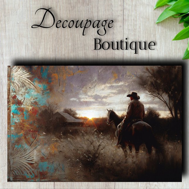 Papel De Seda Decoupage Pôr do Sol da Fazenda (Homestead Sunset Decoupage Tissue Paper)