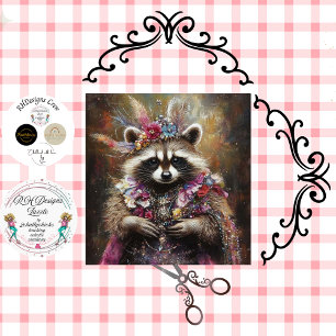 Papel De Seda Decoupage Real Racoon Princesa em Rosa