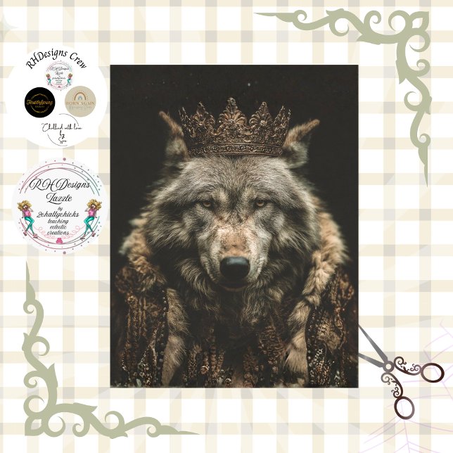 Papel De Seda Decoupage Real Realeza Lobo Retrato (Criador carregado)