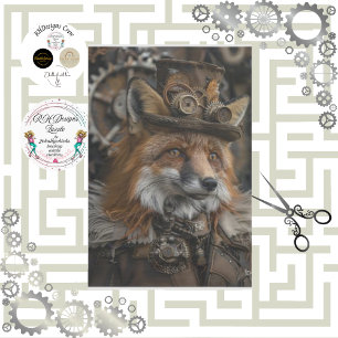Papel De Seda Decoupage Red Fox Steampunk