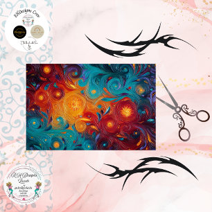 Papel De Seda Decoupage Redemoinho Cósmico Explosão de Cores Vib