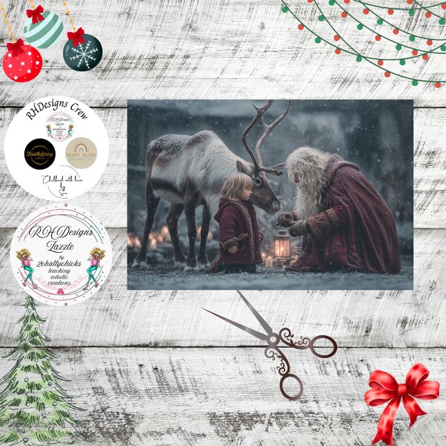 Papel De Seda Decoupage Reindeer Child Papais noeis Cena de Inve (Criador carregado)