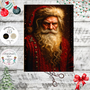 Papel De Seda Decoupage Retrato Dramático de Papai Noel Vermelho